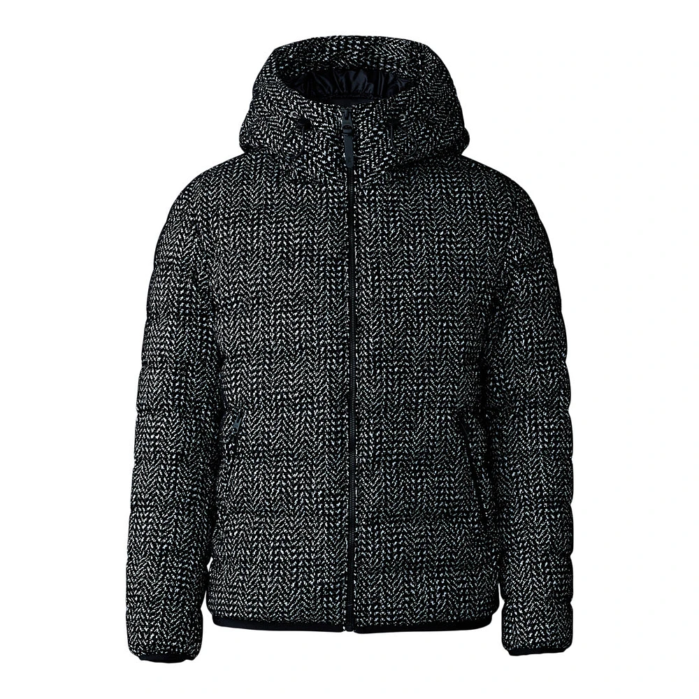 Mackage Jack-flp Flocked Light Down Jacket With Hood Black-white, Size: