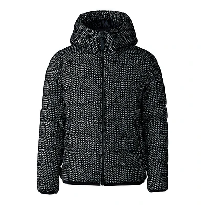 Mackage Jack-flp Flocked Light Down Jacket With Hood Black-white, Size: