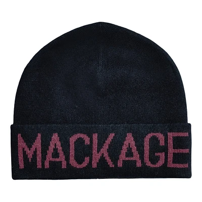 Mackage Kiko Knit Merino Blend Logo Hat For Kids In Black-garnet, Size: O/s