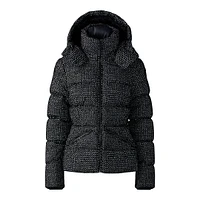 Mackage Madalyn-flp Flocked Medium Down Jacket Black-white, Size: