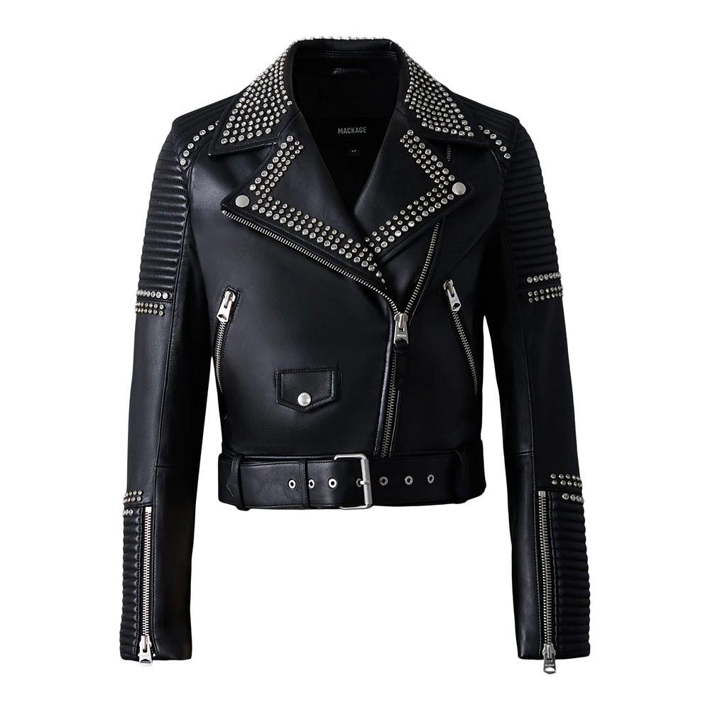 Mackage Masina-st Studded Leather Jacket Black, Size: