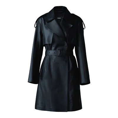 Mackage Medora Luster Leather Three-quarter Coat Black, Size: