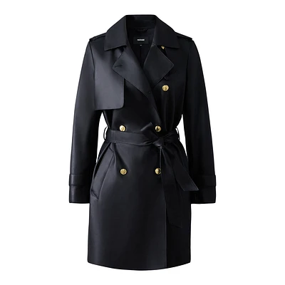 Mackage Mely Long Leather Trench Coat Black-gold, Size:
