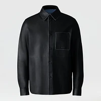 Mackage Remington Two-tone Leather Overshirt Black-fog Blue, Size: