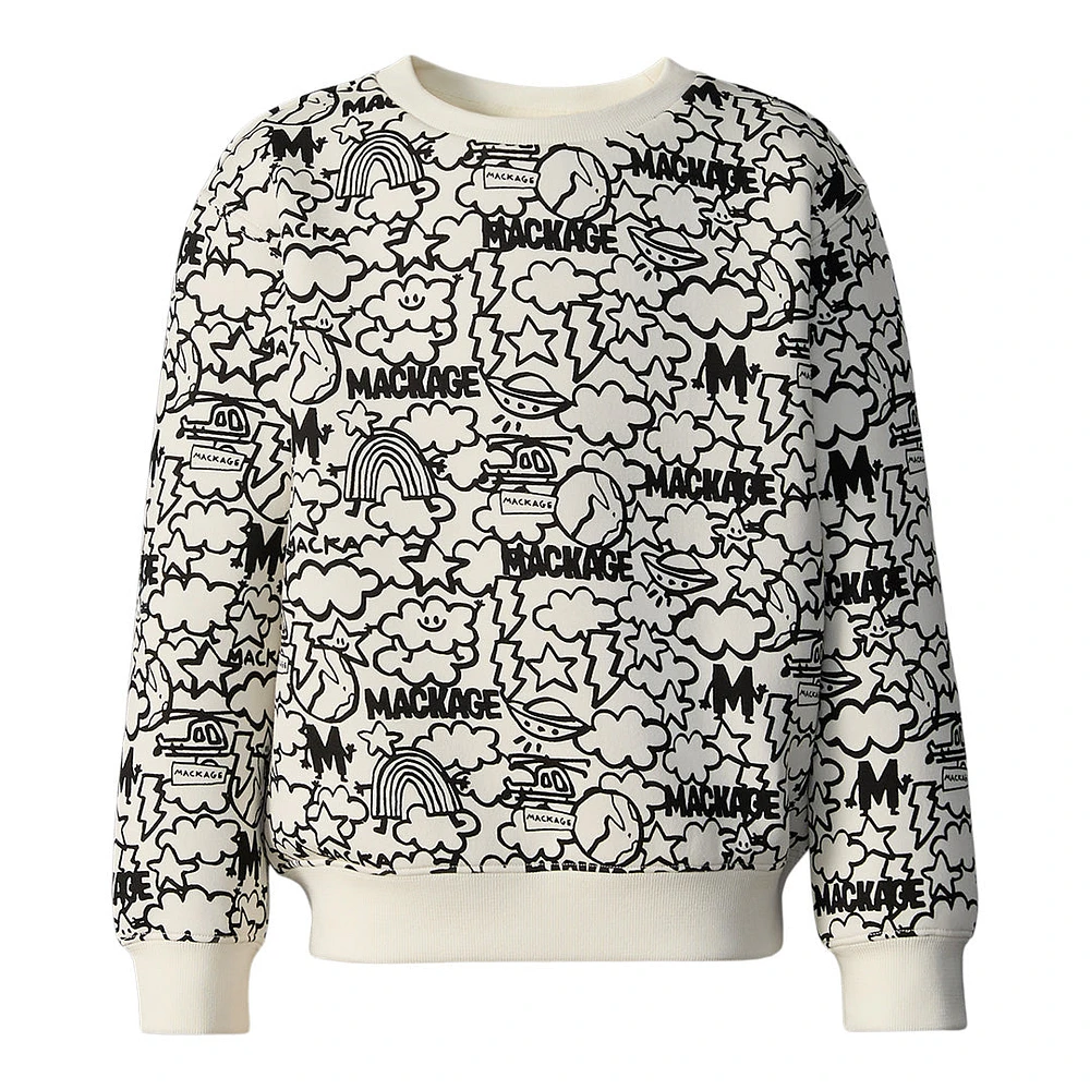Mackage Sawyer-pr Double-face Jersey Graphic Sweater For Kids (8-14 Years) Cream, Size: