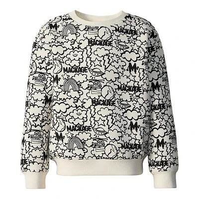 Mackage Sawyer-pr Double-face Jersey Graphic Sweater For Kids (8-14 Years) Cream, Size: