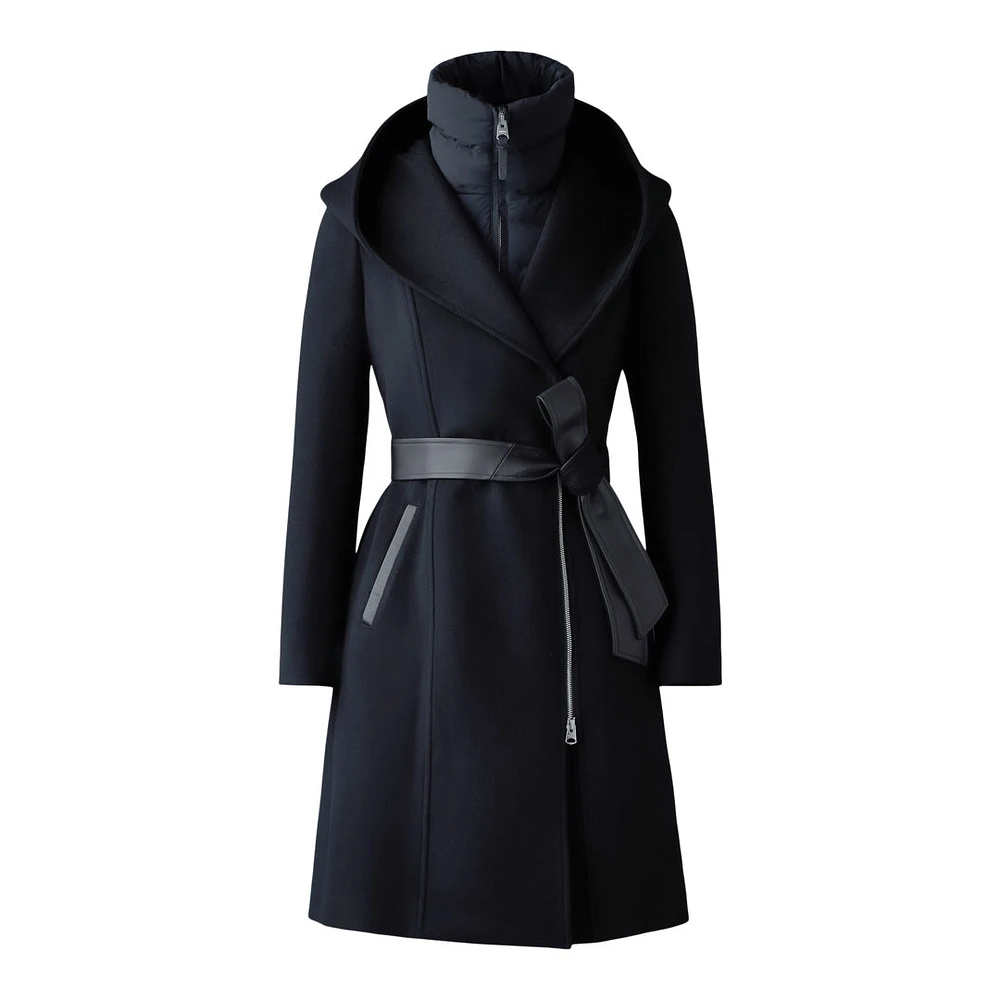 Mackage Shia-slb 2-in-1 Double-face Wool Coat With Removable Bib Size: