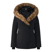 Mackage Adali Down Coat With Sheepskin Signature Collar Black, Size: