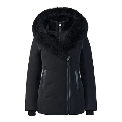 Mackage Adali Down Coat With Sheepskin Signature Collar Black, Size: