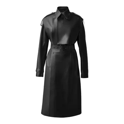 Mackage Adriana Calfskin Trench Coat With Belt Black, Size: