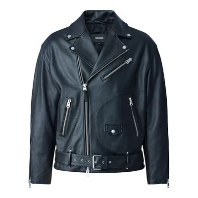 Mackage Clement Oversized R Leather Biker Jacket Black, Size: