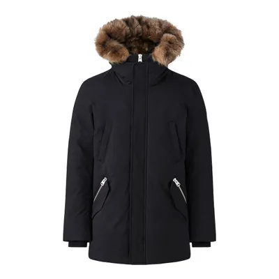 Mackage Edward 2-in-1 Down Parka With Hooded Bib And Detachable Sheepskin Collar Black, Size: