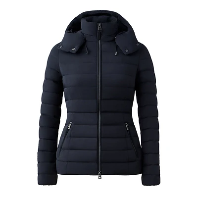 Mackage Michi Agile-360 Stretch Light Down Jacket With Hood In Black, Size: 3xl