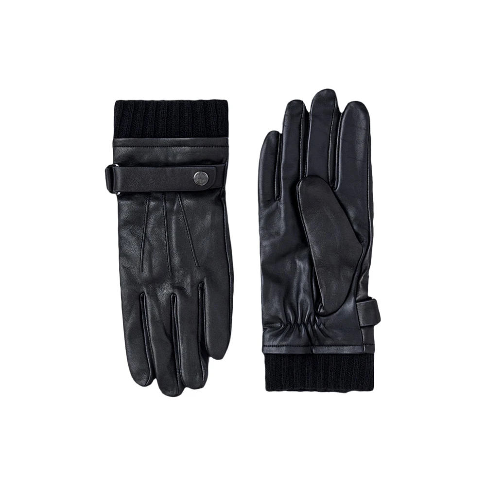 Mackage Reeve (r)leather Driving Glove With Knit Cuff Black, Size: