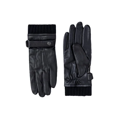 Mackage Reeve (r)leather Driving Glove With Knit Cuff Black, Size: