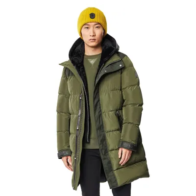 Mackage Reynold Down Coat With Removable Shearling Bib And Hood Size: