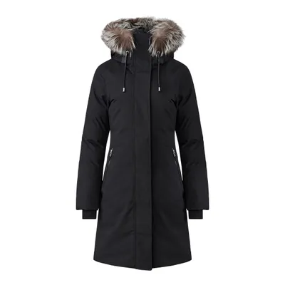 Mackage Shiloh 2-in-1 Fitted Down Coat With Removable Bib And Silver Fox Fur Black, Size: