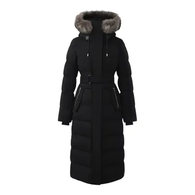 Mackage Shyla 2-in-1 Down Coat With Removable Bib And Sheepskin Trim In Black-natural, Size: Xl