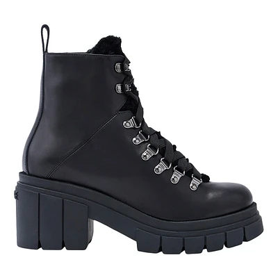 Mackage Summit Shearling-lined Lamb Leather Ankle Boots For Women Black, Size: