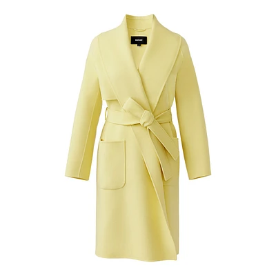 Mackage Thalia Double-face Wool Robe Coat Pale Lime, Size: