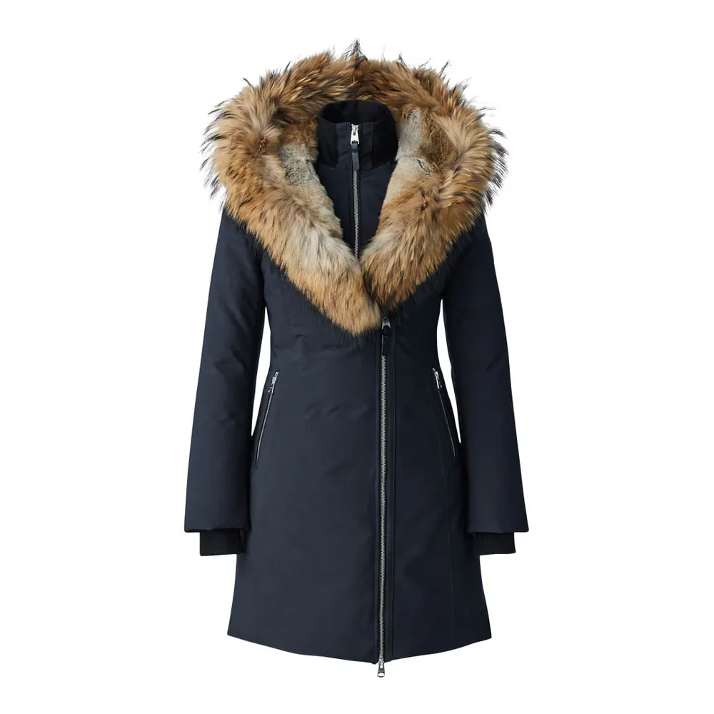 Adali, Down coat with natural fur Signature Mackage Collar for