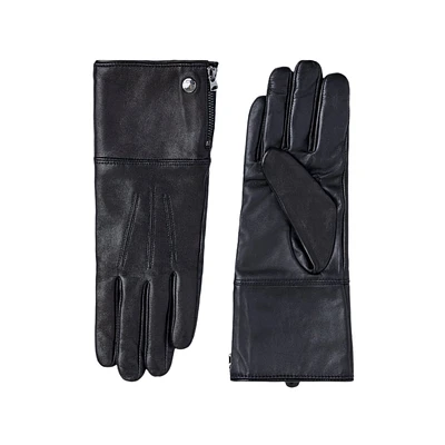 Mackage Willis (r)leather Glove With Shearling Cuff In Black, Size: L