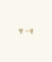 Mini Heart PavÃ© Diamond Stud Earrings