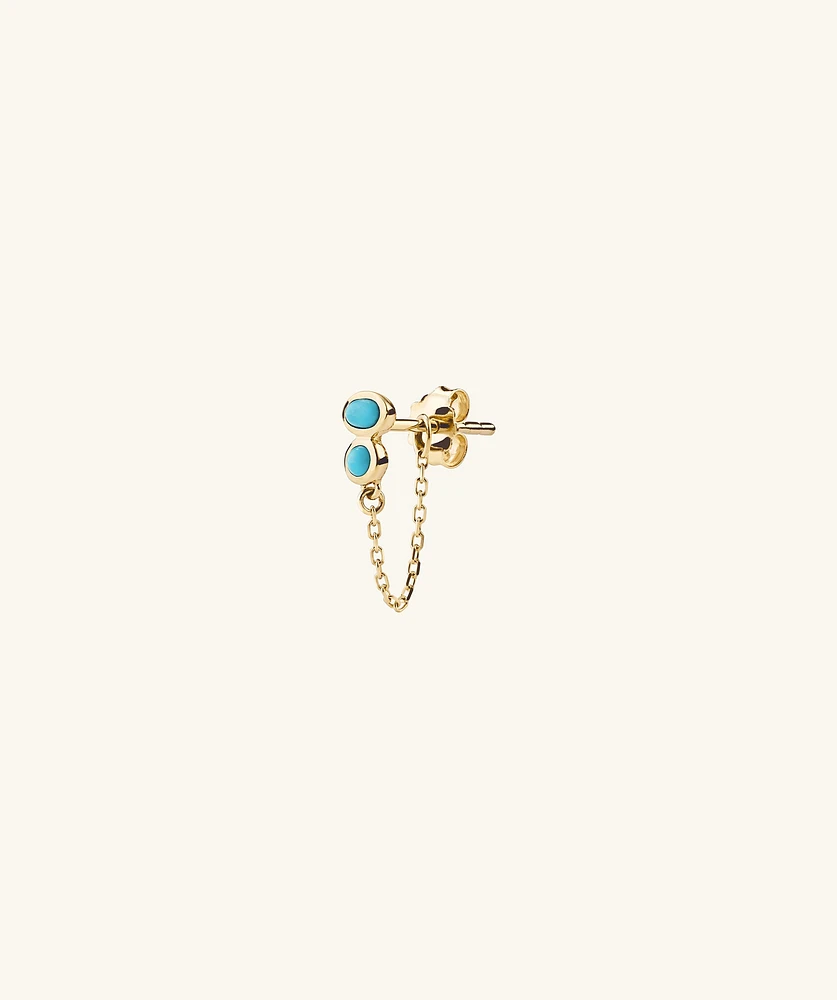 Bezel Turquoise Chain Stud