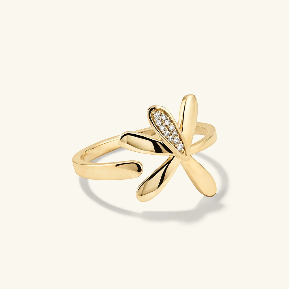 Pressed Flower PavÃ© Diamond Wrap Ring