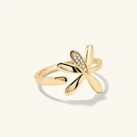 Pressed Flower PavÃ© Diamond Wrap Ring