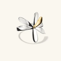 Pressed Flower Two-Tone Wrap Ring