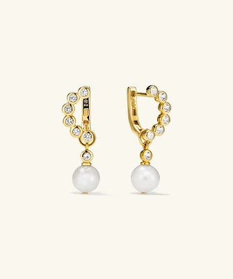 Remy Gemstone Pearl Charm Hoops