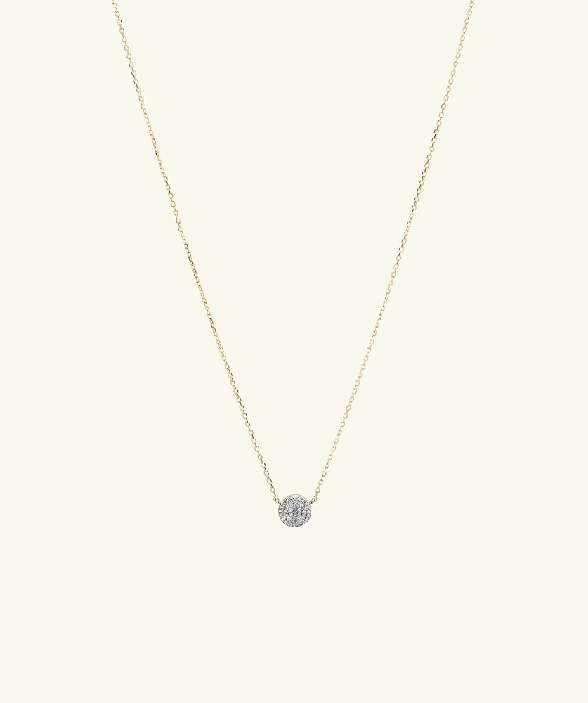 Large PavÃ© Diamond Round Necklace