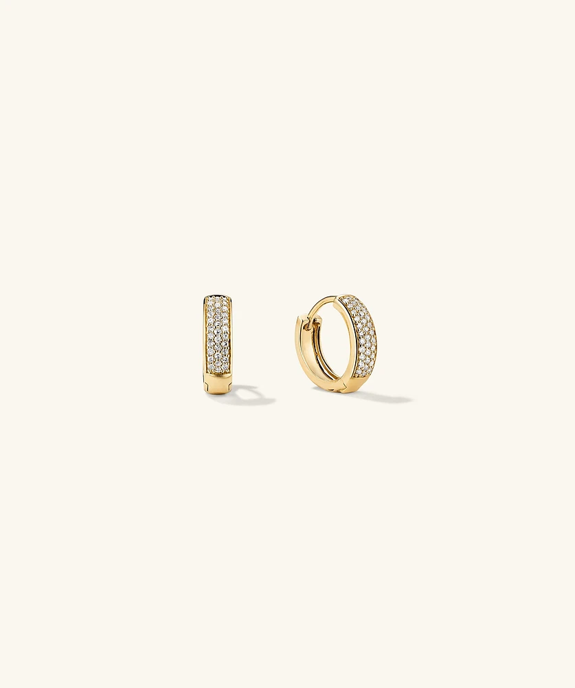 Bold PavÃ© Diamond Huggie Hoops