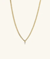 Pear Diamond Curb Chain Necklace