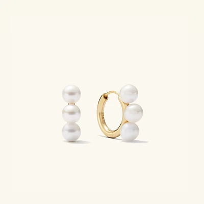 Bold Pearl Trio Hoop Earrings