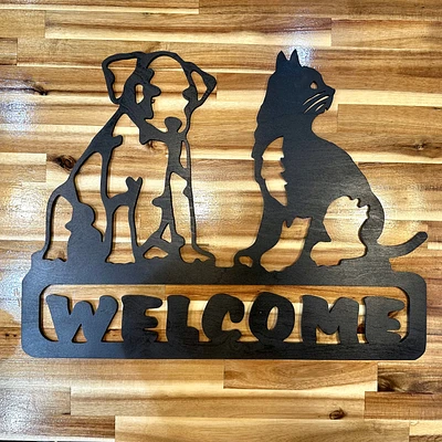 Welcome Cat and Dog Sign