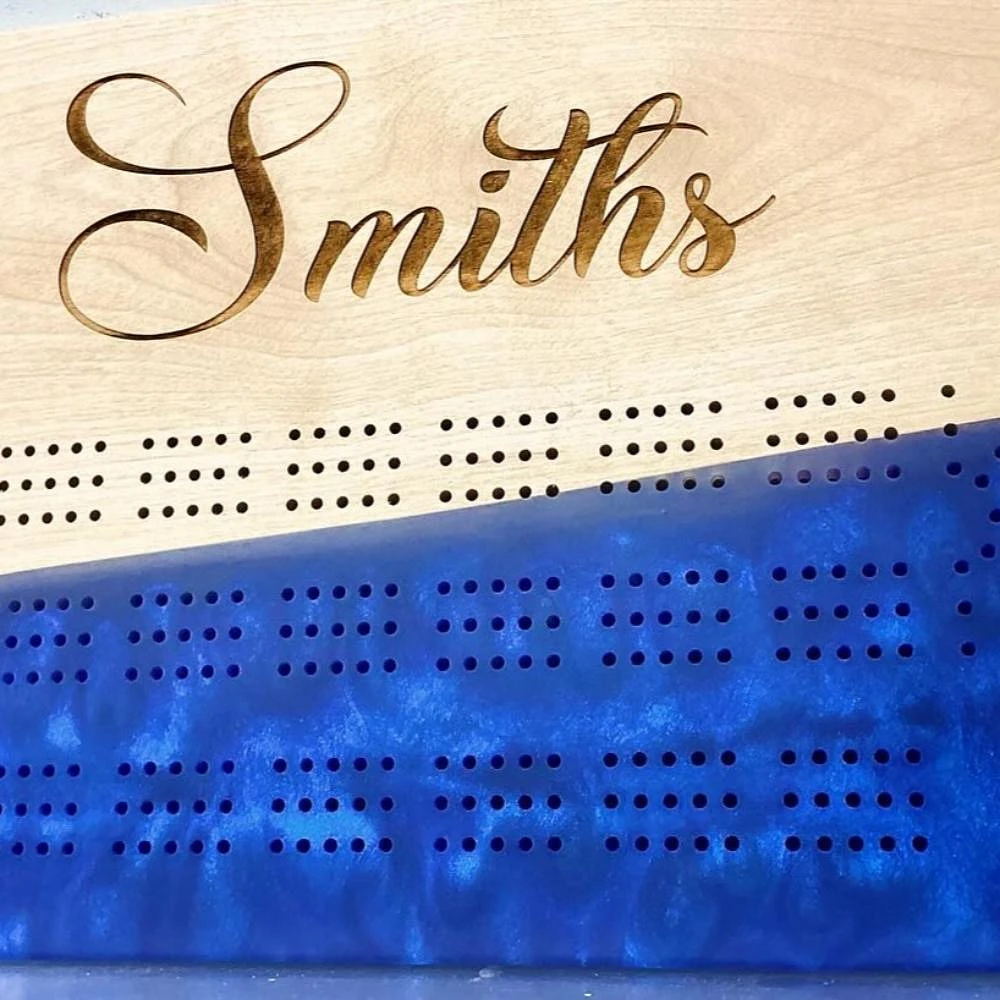 Crib Board with Epoxy and Name Engraving