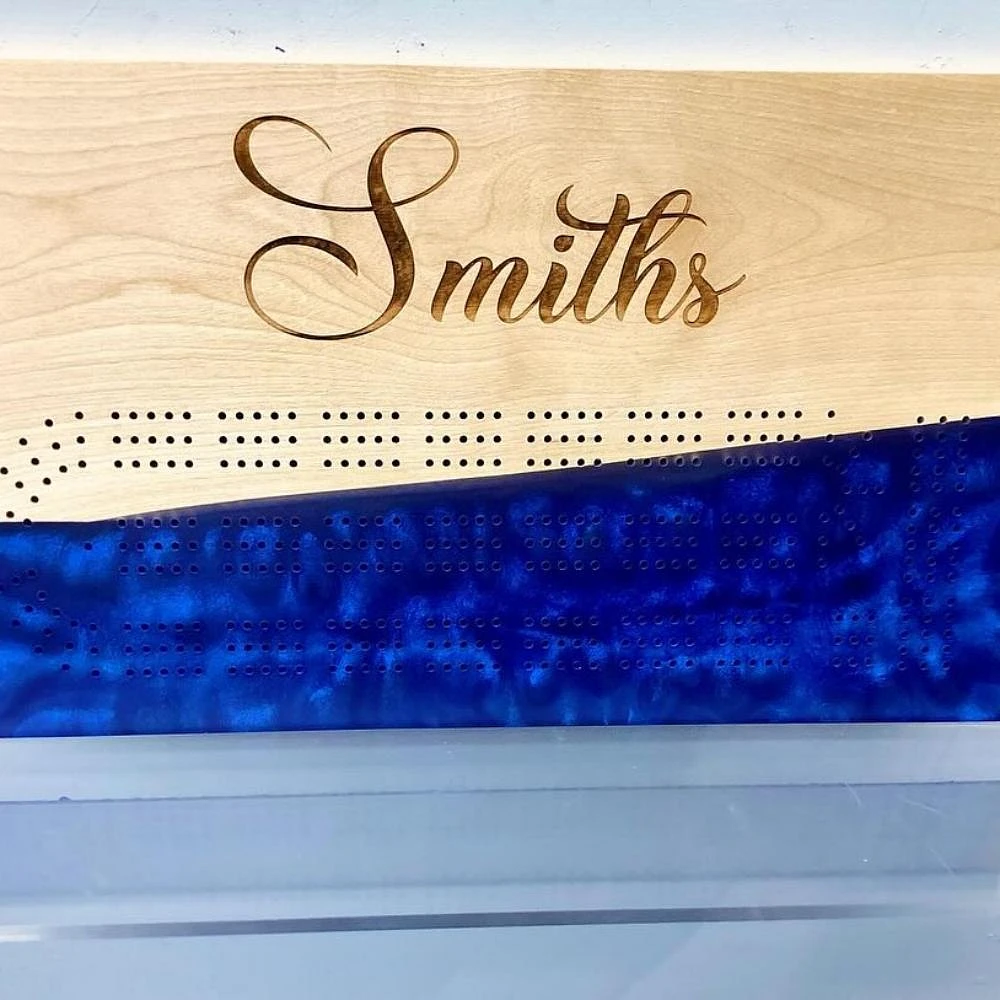 Crib Board with Epoxy and Name Engraving