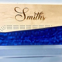 Crib Board with Epoxy and Name Engraving