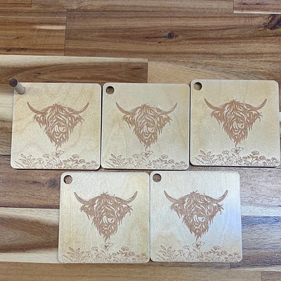 Highland Cow Coaster Set