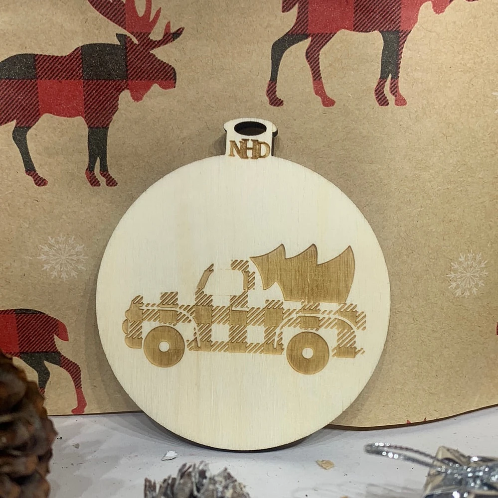 Plaid Truck Ornament