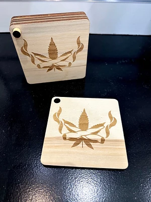 Pot Leaf with Two Blunts Coaster Set