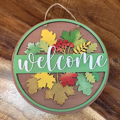 Fall Leaves Welcome DIY Sign