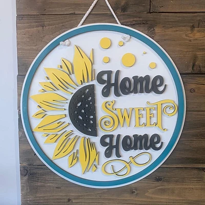 Home Sweet Home Sunflower with Round Border Decor