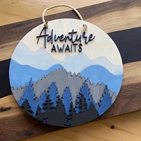 Adventure awaits wood sign