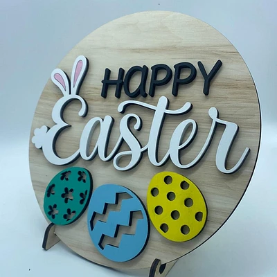 Happy Easter Bunny Eggs Sign