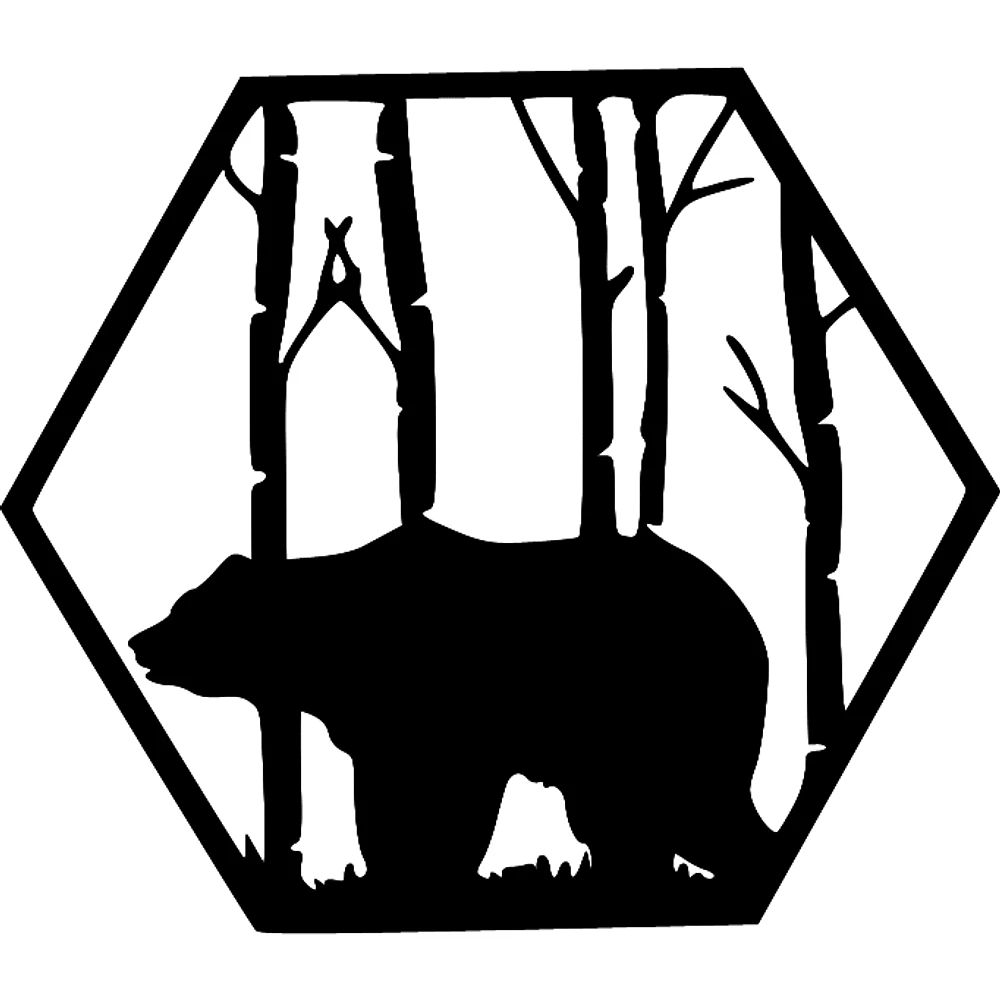 Hexagon with Bear in Forest