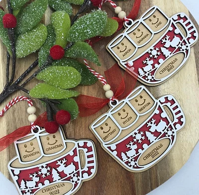 Hot Chocolate Ornament up to 12 Names