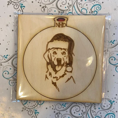 Retriever Ornament with Santa Hat